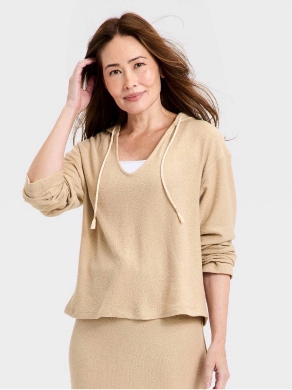 Universal Thread Women's Beach Hoodie Pullover Sweatshirt Tan XS NWT